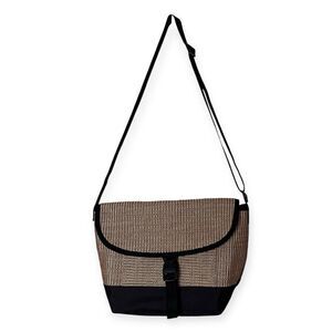 Sally Spicer San Francisco Tan and Black Woven Messenger Bag